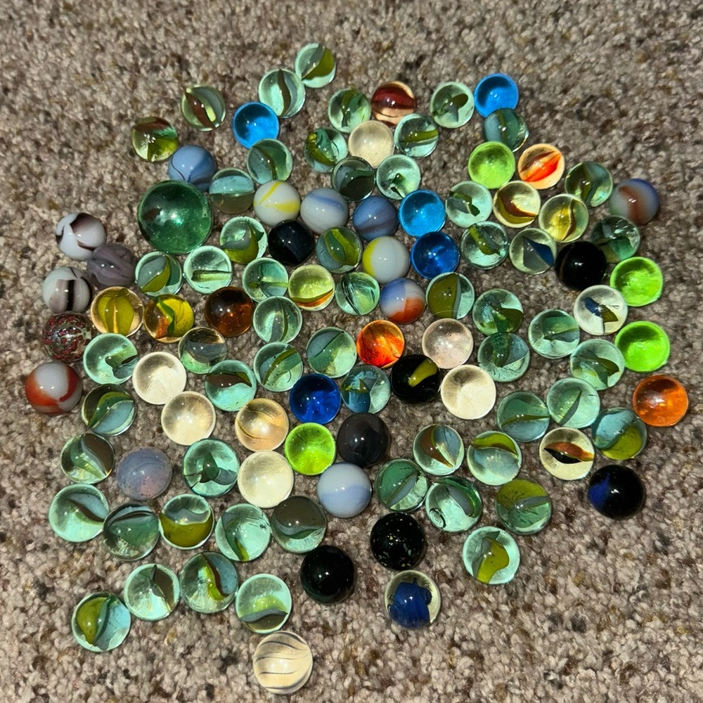 Vintage Colorful Glass & Confetti Marbles Lot
